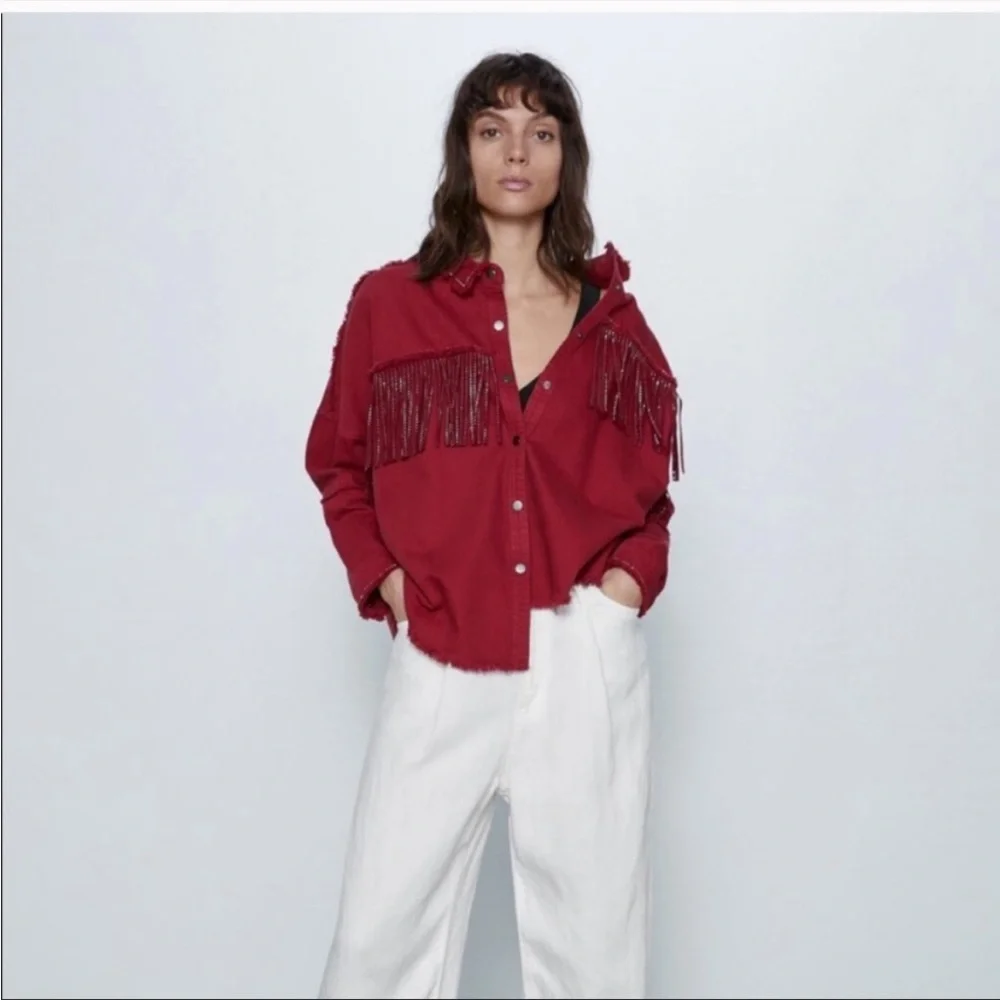 Zara Shiny Fringe overshirt jacket - Picture 3 of 9